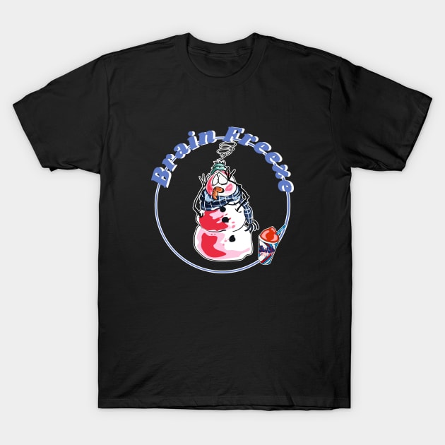 Brain Freeze Slushie Snowman T-Shirt by AuburnQuailart